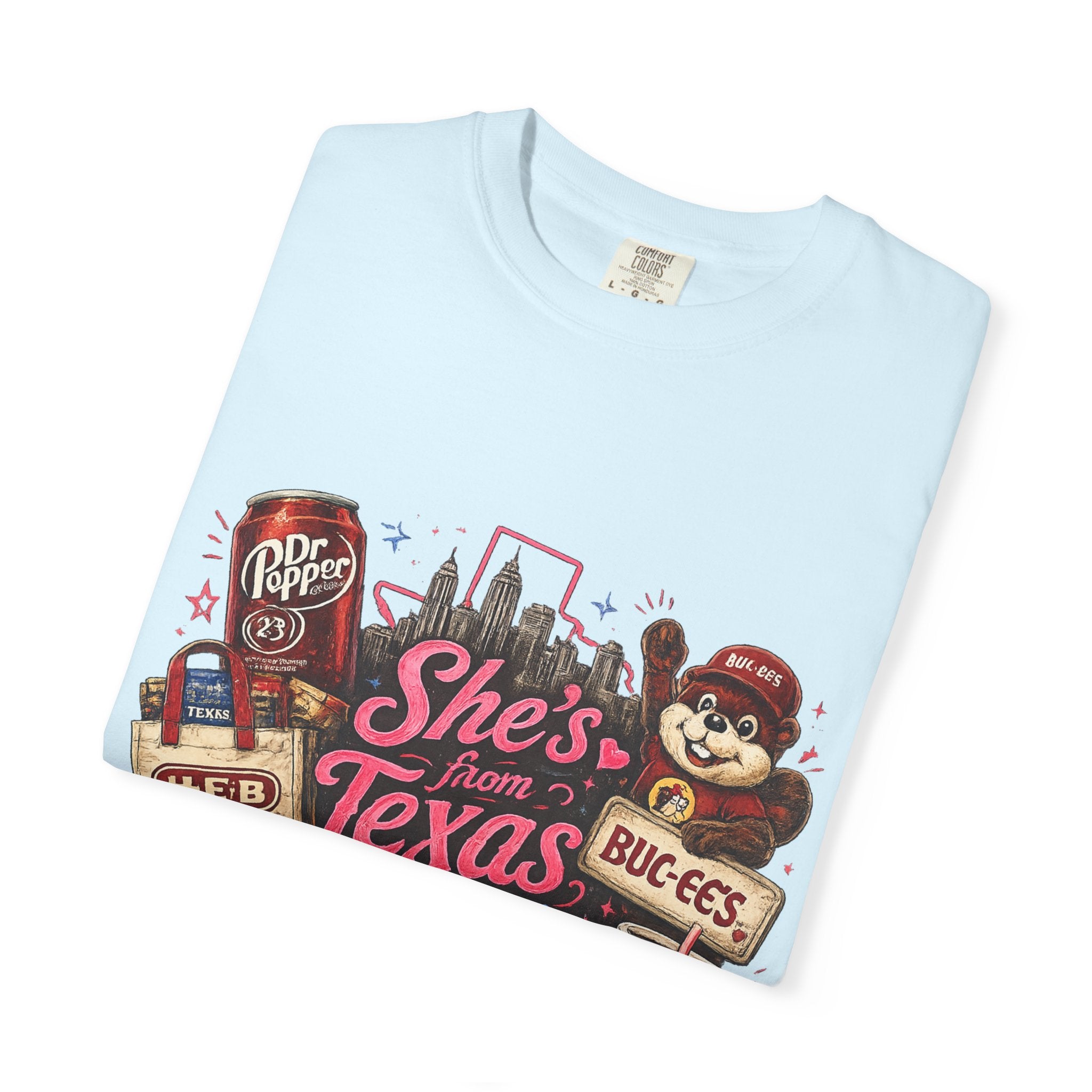 She's From Texas Tee — Retro Texan Icons Graphic T-Shirt