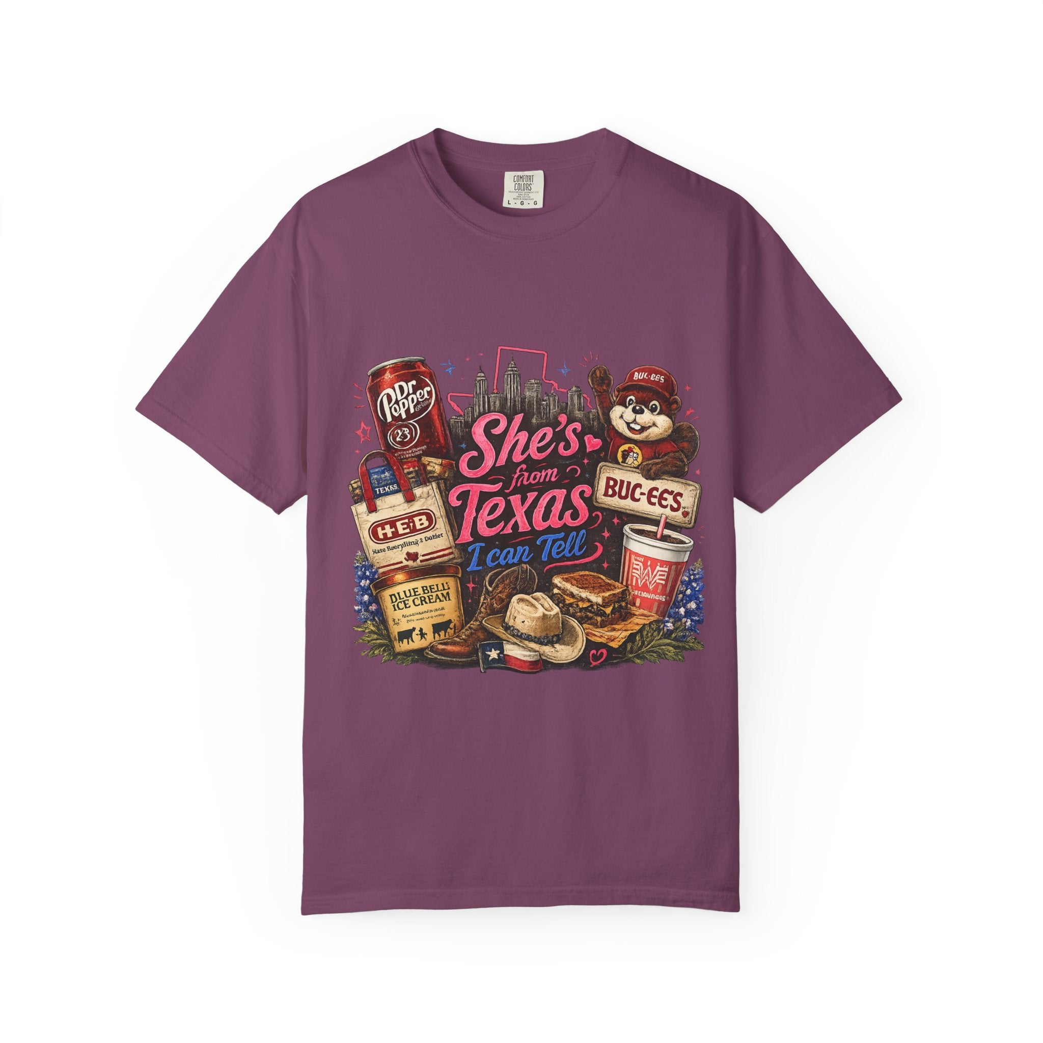 She's From Texas Tee — Retro Texan Icons Graphic T-Shirt