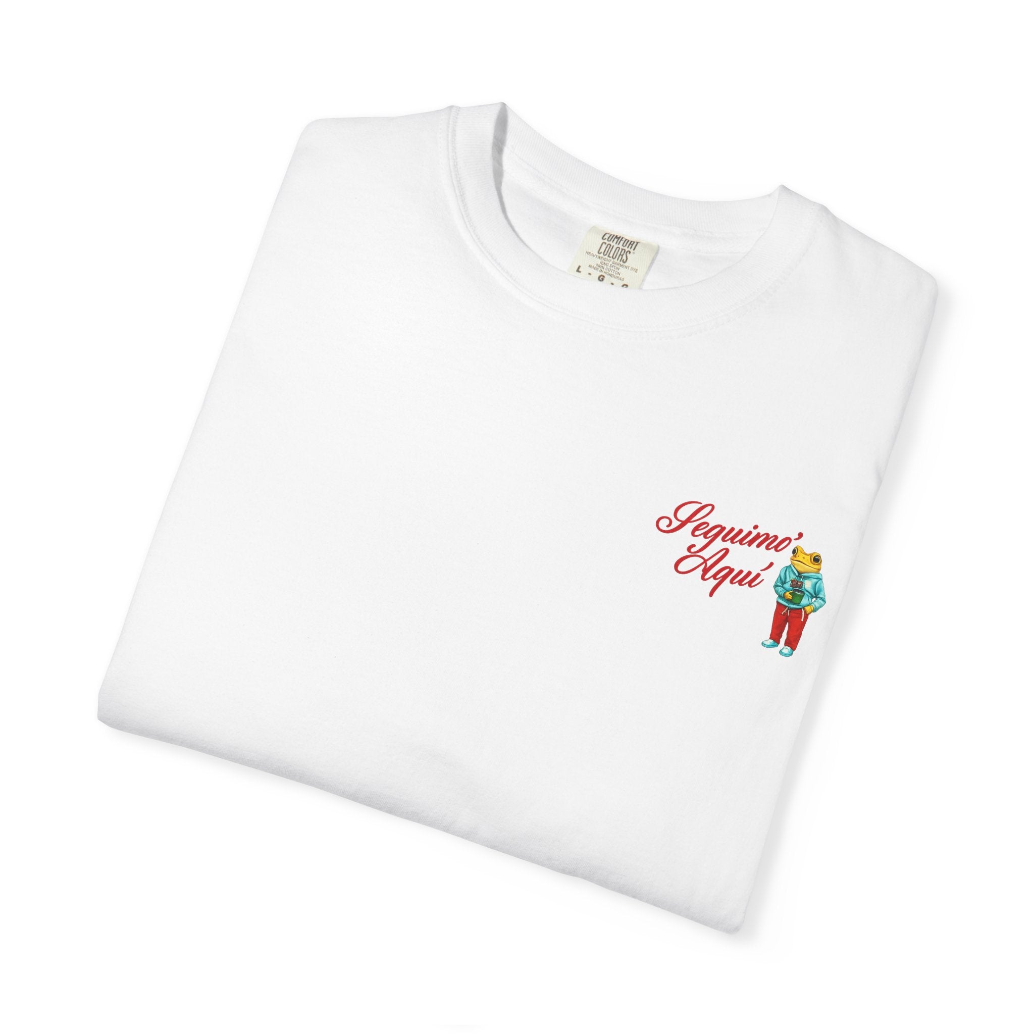 Spanish Quote T-Shirt — “Mientras uno está vivo…” Chest Graphic & Back Typography