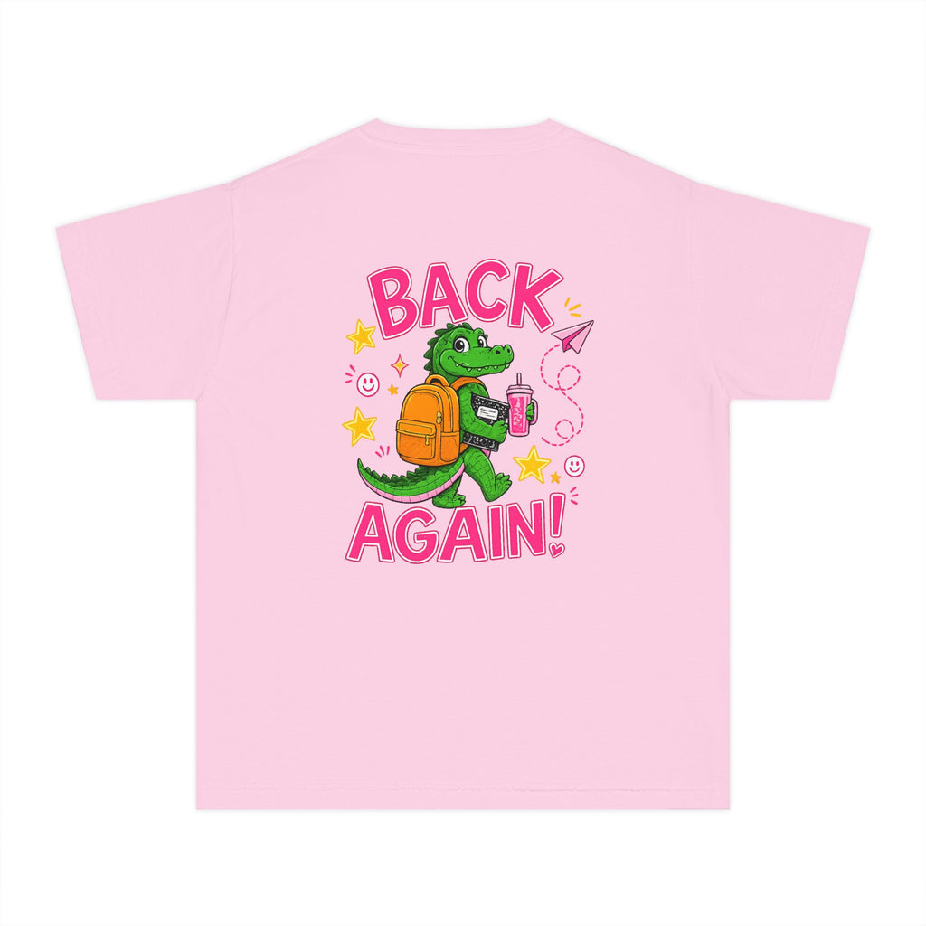 Youth Tee — "Guess Who's Back / Back Again" Cartoon Alligator Back-to-School Shirt