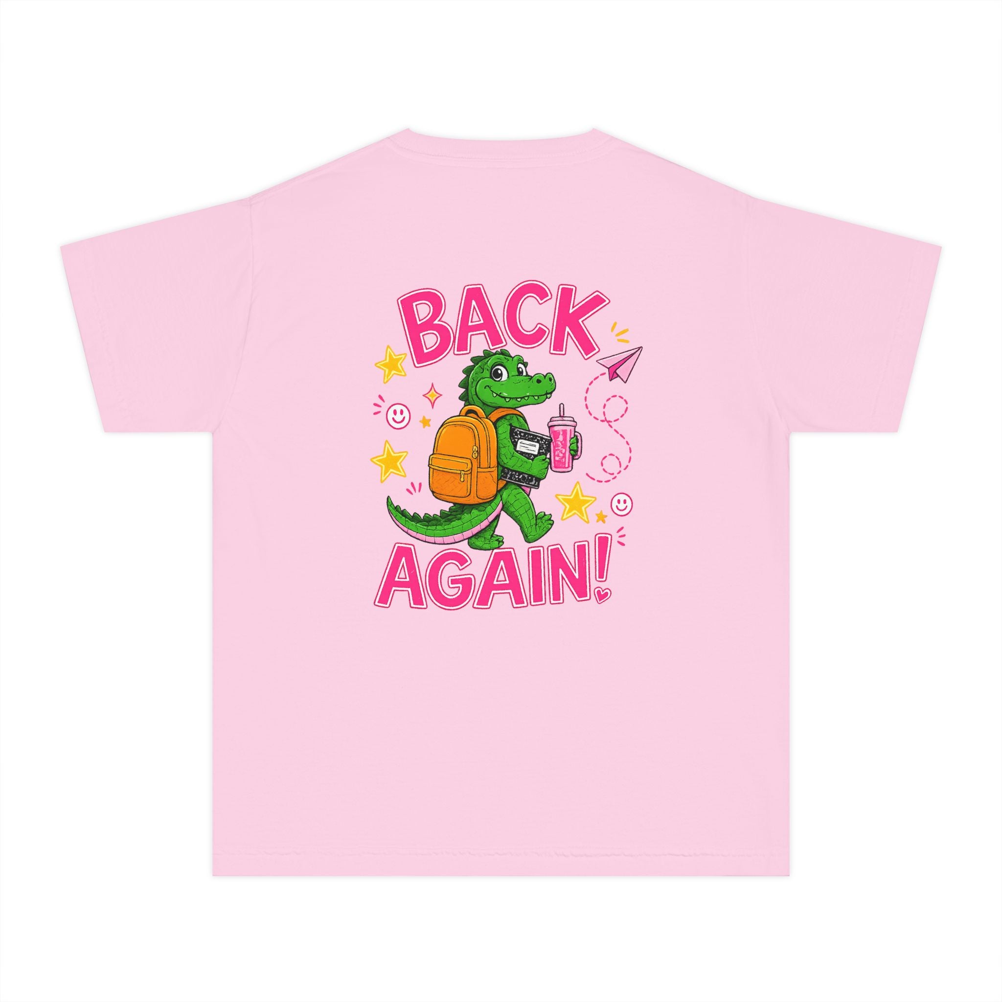 Youth Tee — "Guess Who's Back / Back Again" Cartoon Alligator Back-to-School Shirt