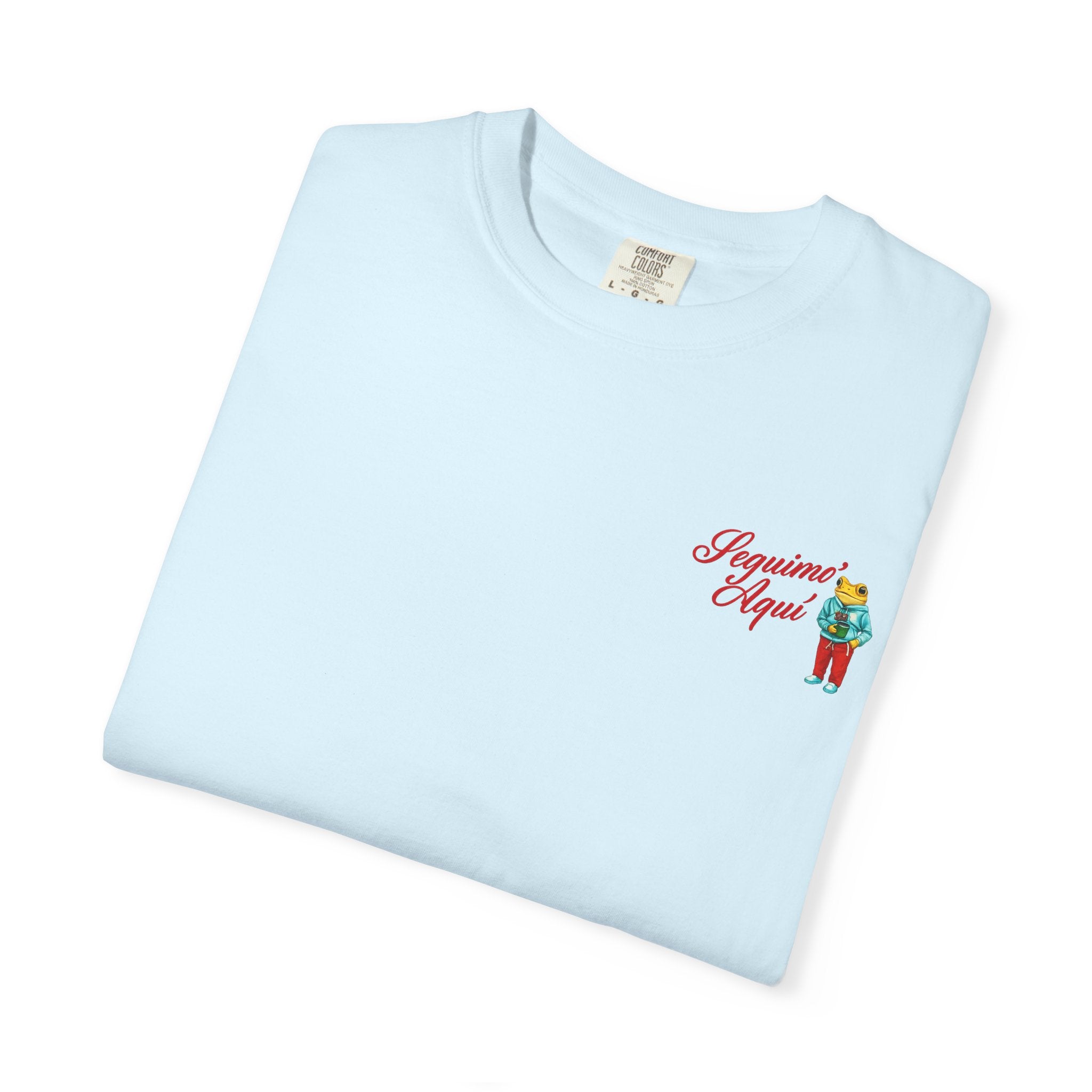 Spanish Quote T-Shirt — “Mientras uno está vivo…” Chest Graphic & Back Typography