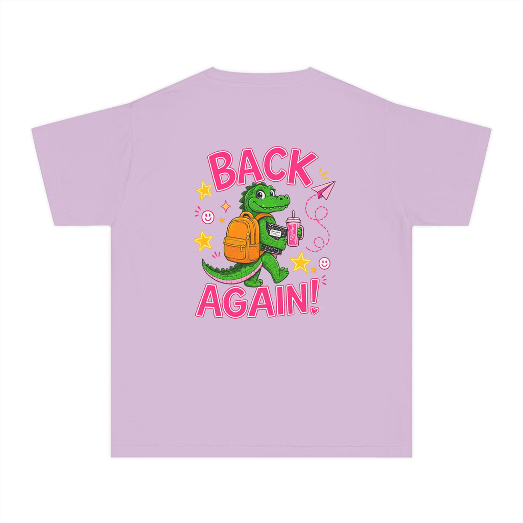Youth Tee — "Guess Who's Back / Back Again" Cartoon Alligator Back-to-School Shirt