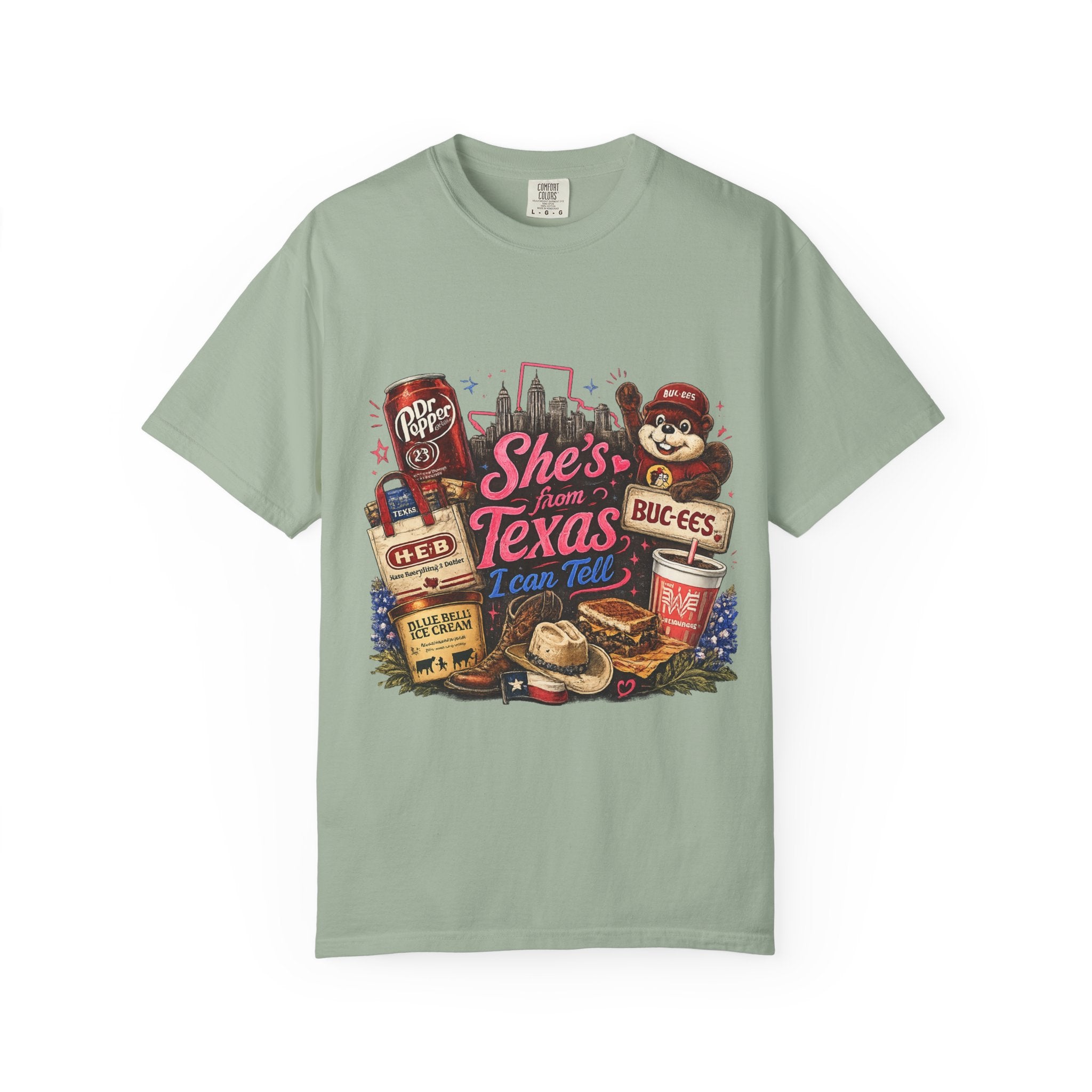 She's From Texas Tee — Retro Texan Icons Graphic T-Shirt