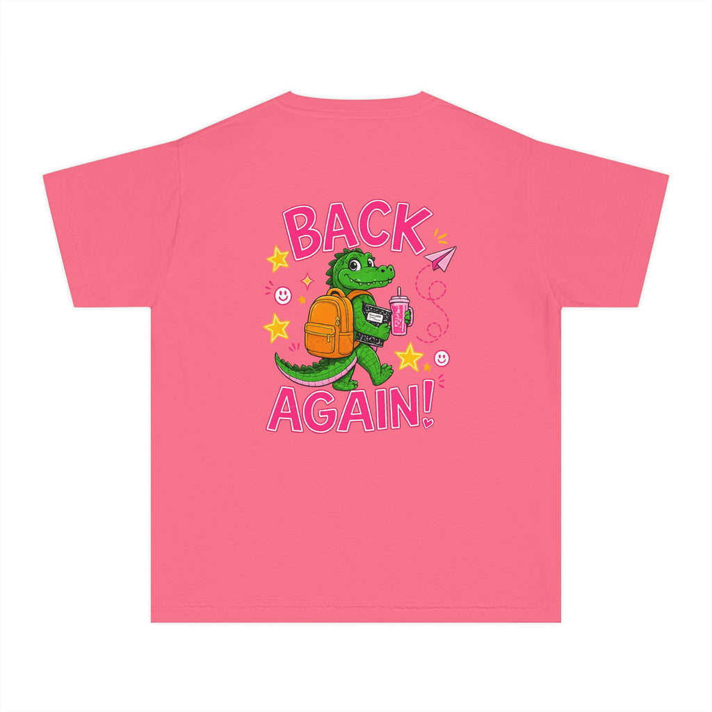Youth Tee — "Guess Who's Back / Back Again" Cartoon Alligator Back-to-School Shirt