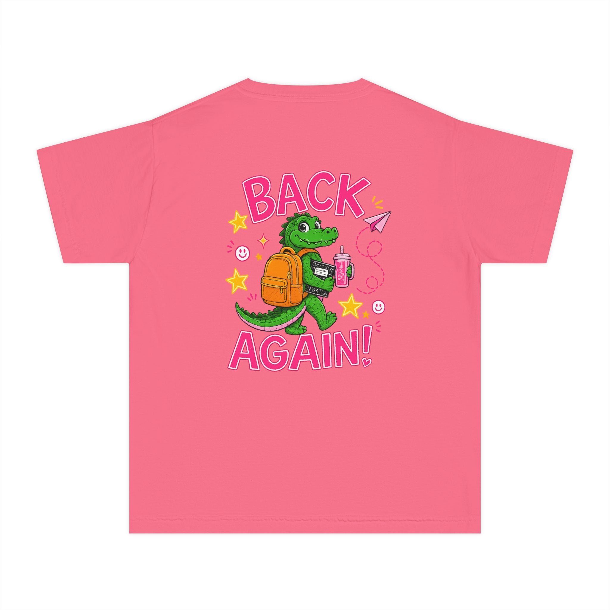 Youth Tee — "Guess Who's Back / Back Again" Cartoon Alligator Back-to-School Shirt