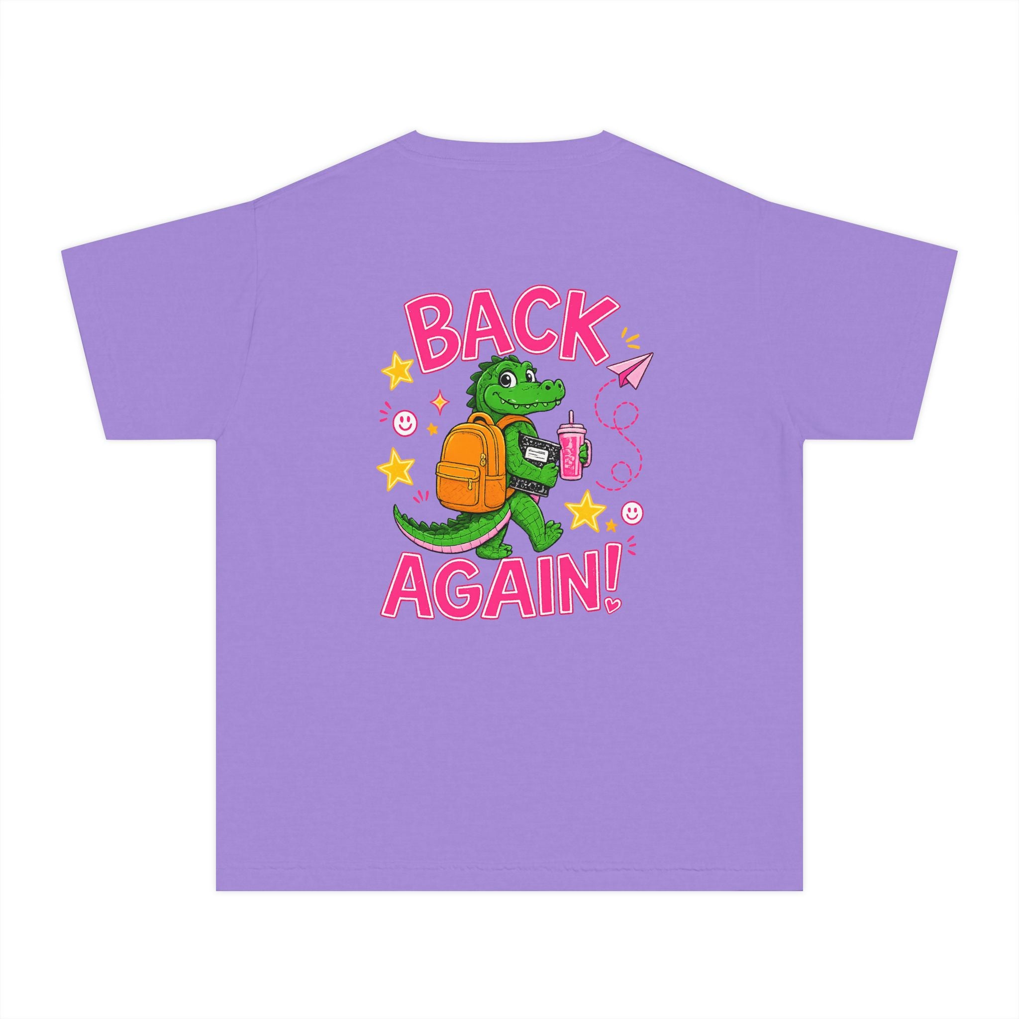 Youth Tee — "Guess Who's Back / Back Again" Cartoon Alligator Back-to-School Shirt