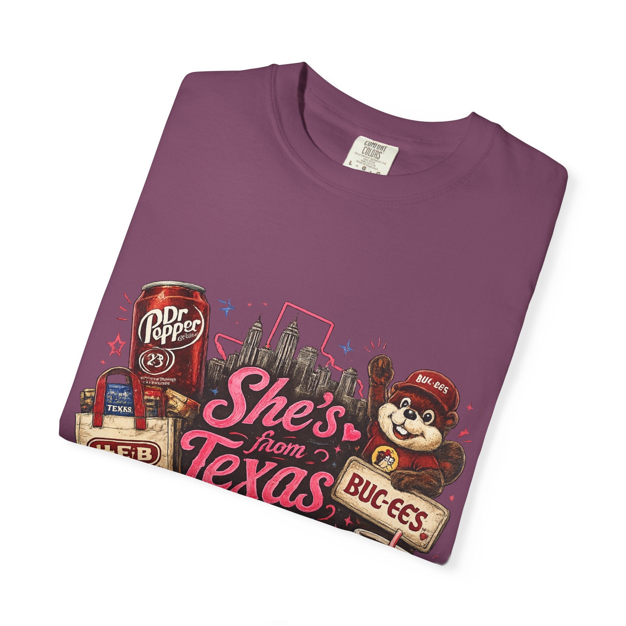 She's From Texas Tee — Retro Texan Icons Graphic T-Shirt
