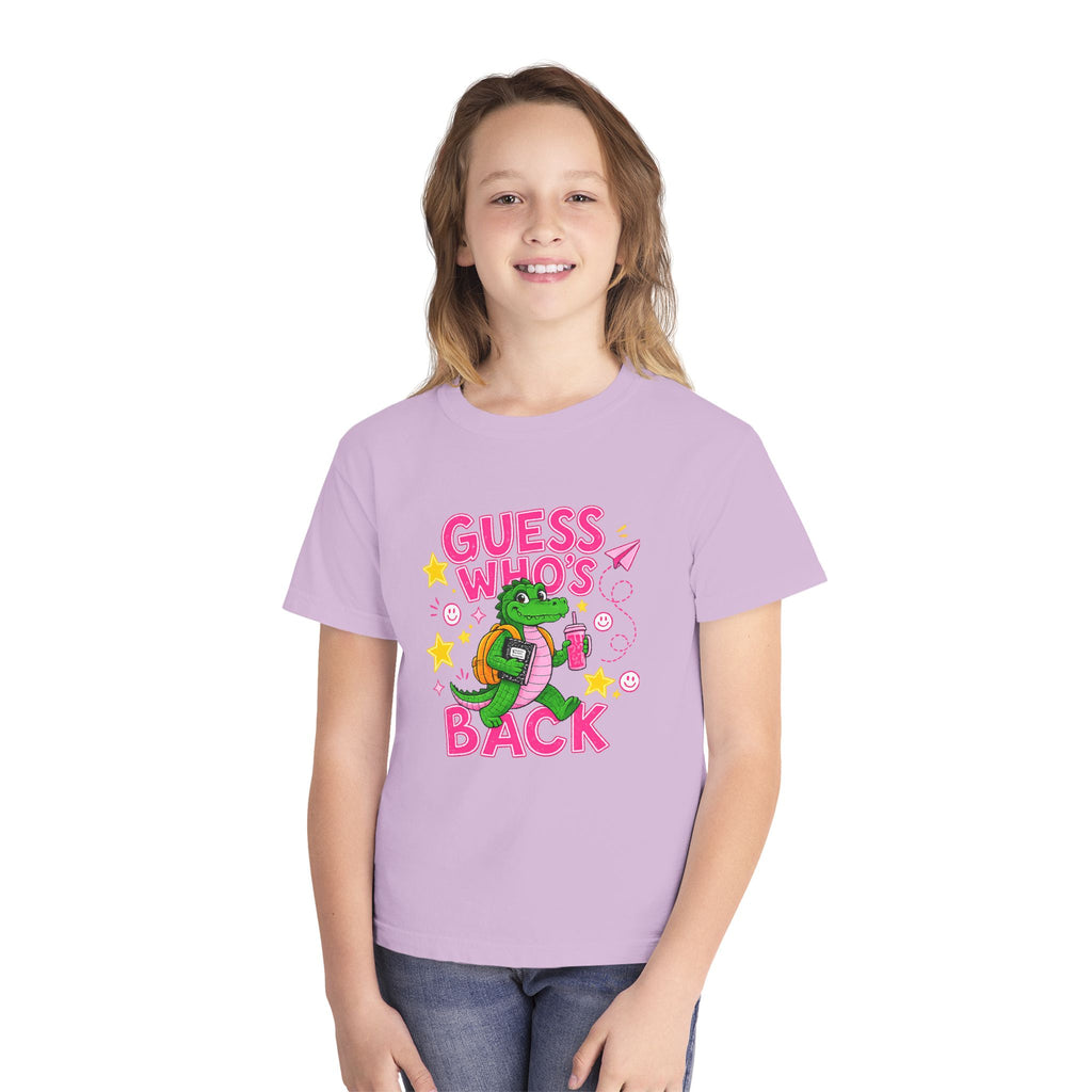 Youth Tee — "Guess Who's Back / Back Again" Cartoon Alligator Back-to-School Shirt