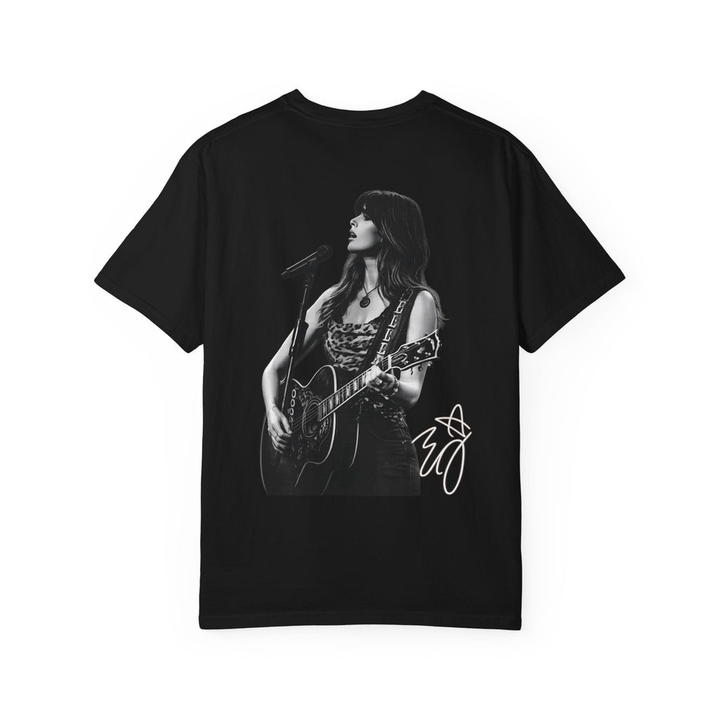 Singer Photo T-Shirt — Black Acoustic Guitar Portrait Tee