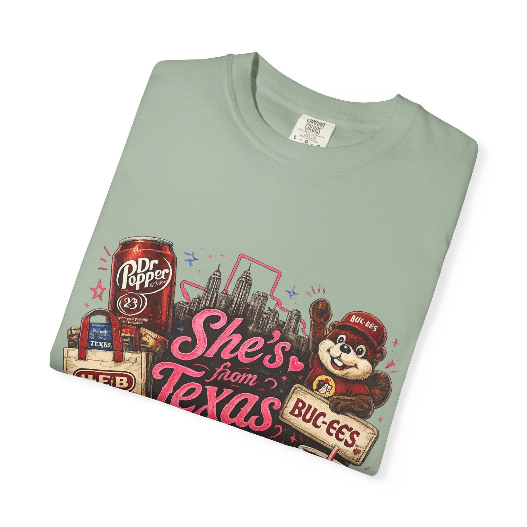 She's From Texas Tee — Retro Texan Icons Graphic T-Shirt