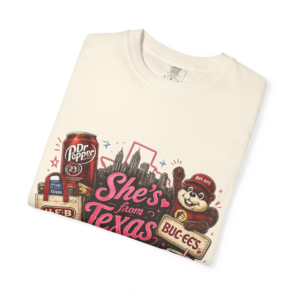 She's From Texas Tee — Retro Texan Icons Graphic T-Shirt