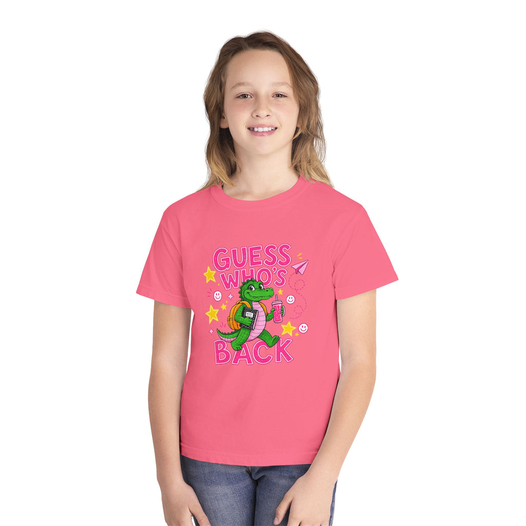Youth Tee — "Guess Who's Back / Back Again" Cartoon Alligator Back-to-School Shirt