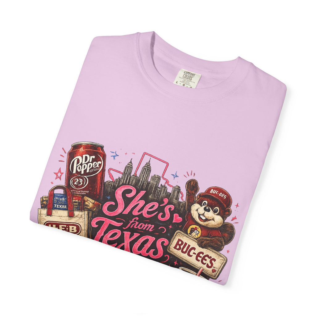 She's From Texas Tee — Retro Texan Icons Graphic T-Shirt