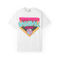 Baseball Mama T-Shirt — Retro Neon Home Plate Design