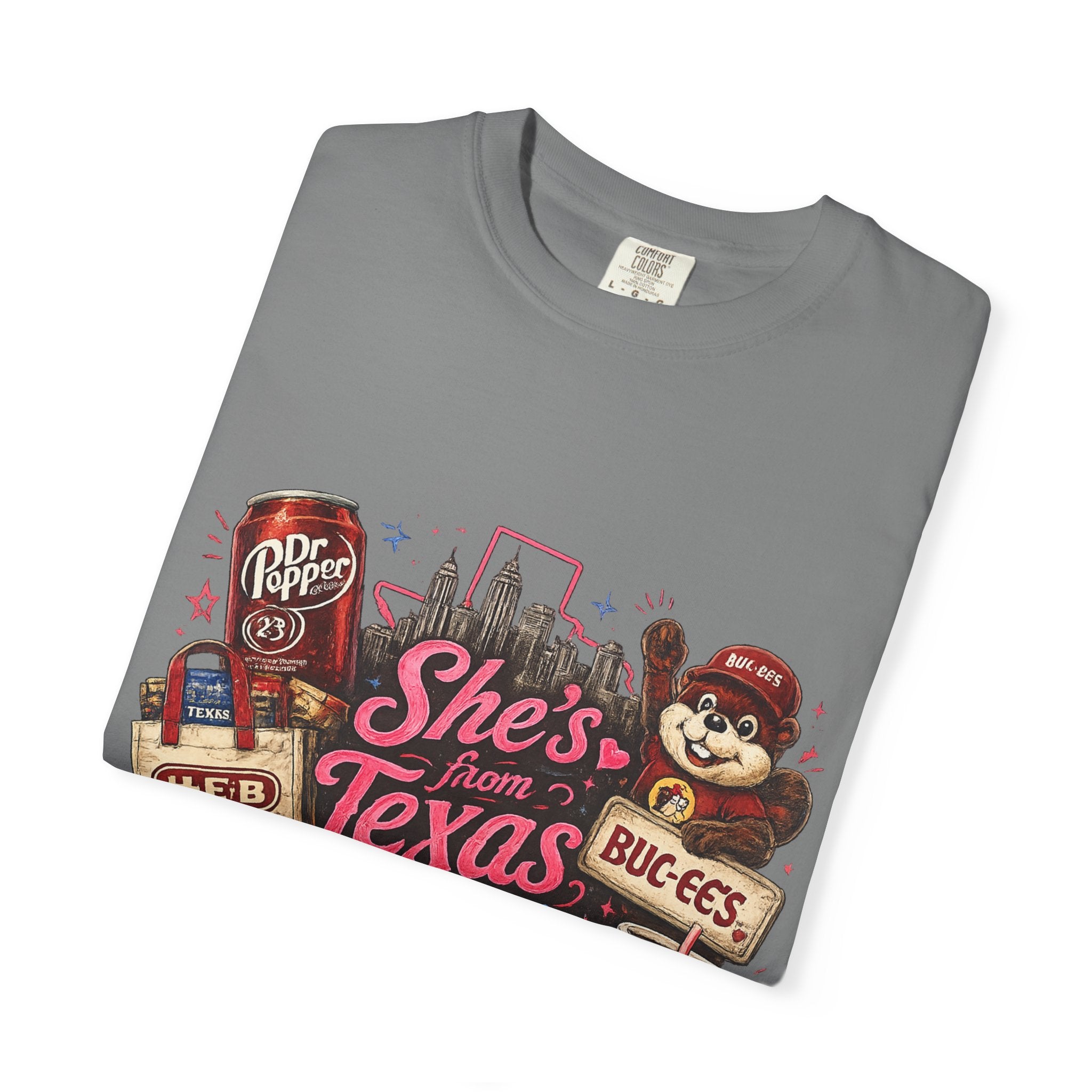 She's From Texas Tee — Retro Texan Icons Graphic T-Shirt