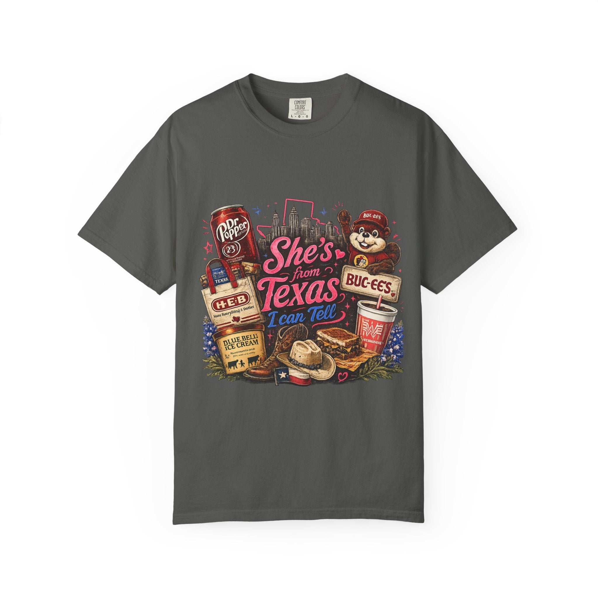 She's From Texas Tee — Retro Texan Icons Graphic T-Shirt