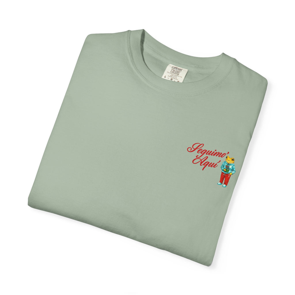 Spanish Quote T-Shirt — “Mientras uno está vivo…” Chest Graphic & Back Typography