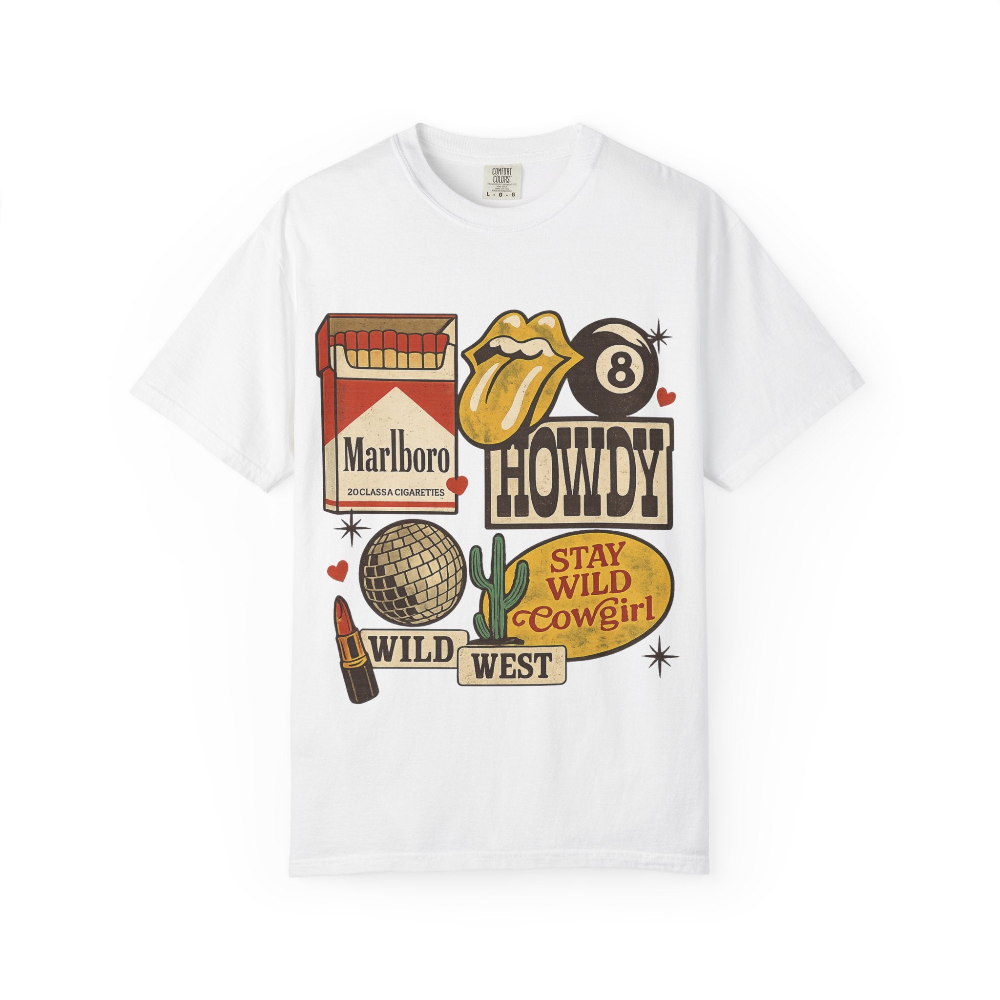 Howdy Wild West Graphic T-Shirt — “Stay Wild Cowgirl” Retro Patch Motif