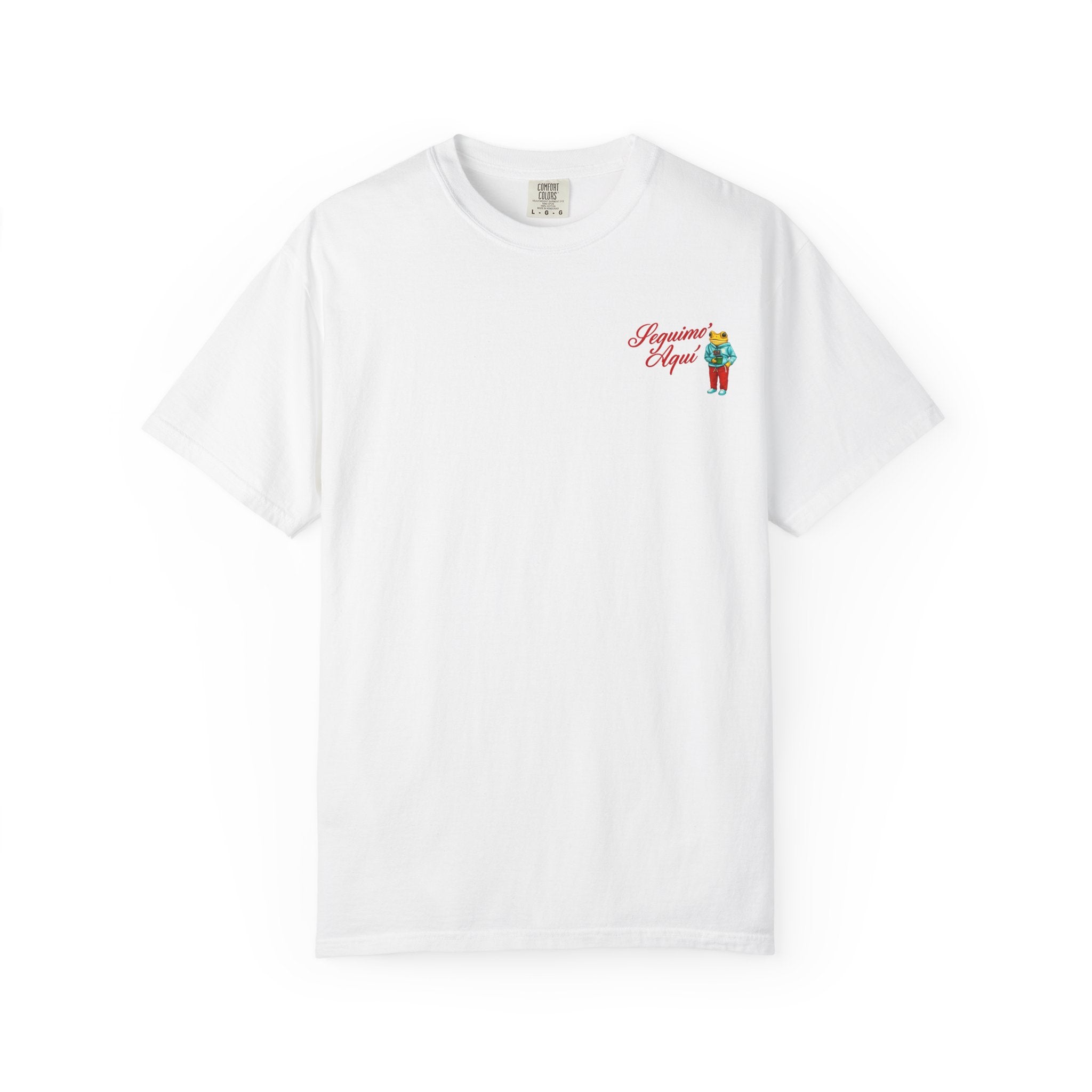 Spanish Quote T-Shirt — “Mientras uno está vivo…” Chest Graphic & Back Typography