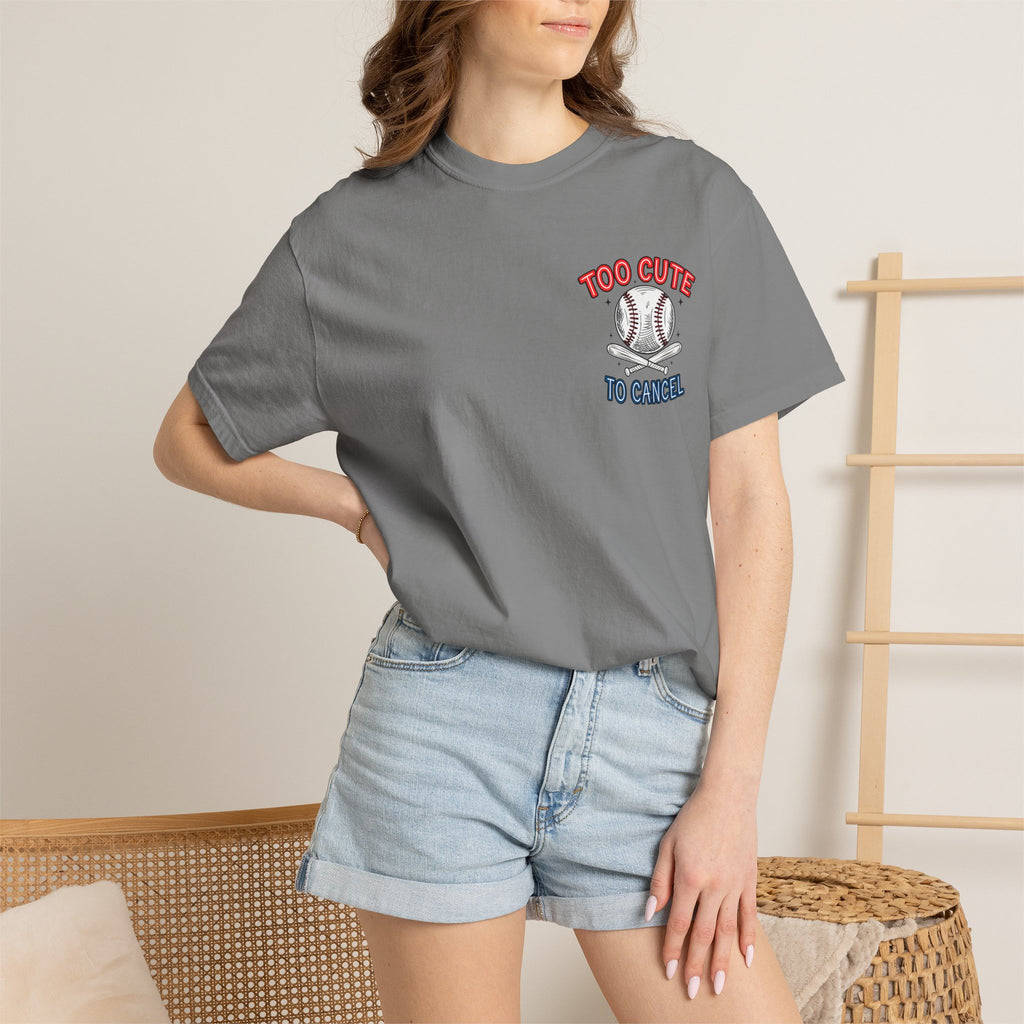 Baseball Mom T-Shirt — "My Boy Might Not Always Swing But I Do So Watch Your Mouth" Garment-Dyed Tee