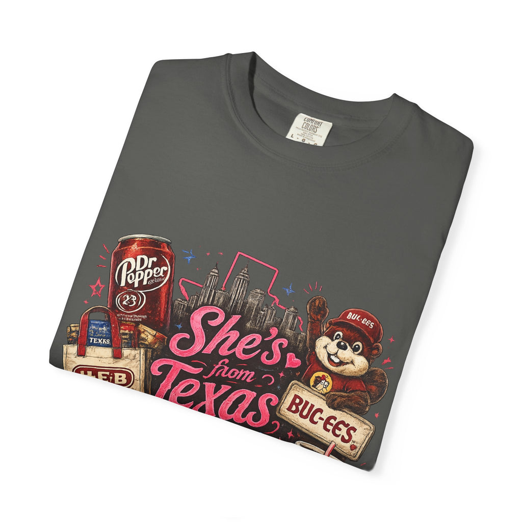 She's From Texas Tee — Retro Texan Icons Graphic T-Shirt