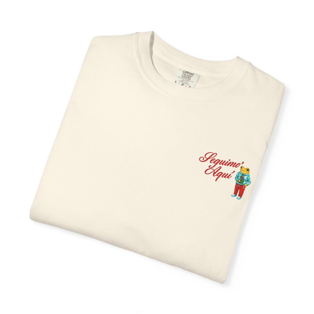 Spanish Quote T-Shirt — “Mientras uno está vivo…” Chest Graphic & Back Typography