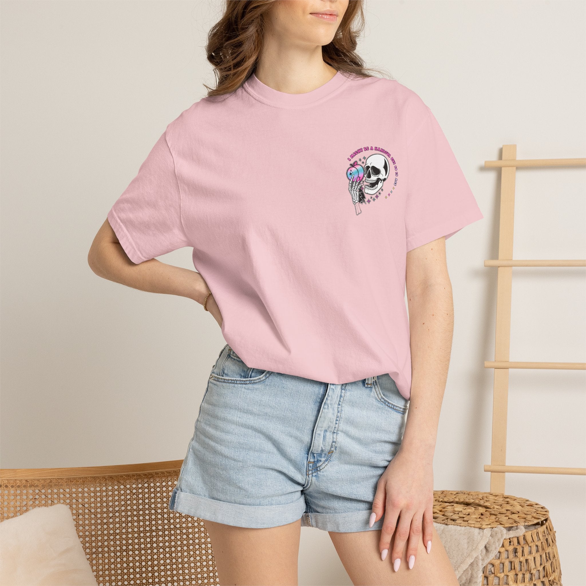 Skull & Skeletal Hand T-Shirt — "I Might Be A Handful But So Is This Ass" Retro Graphic Tee