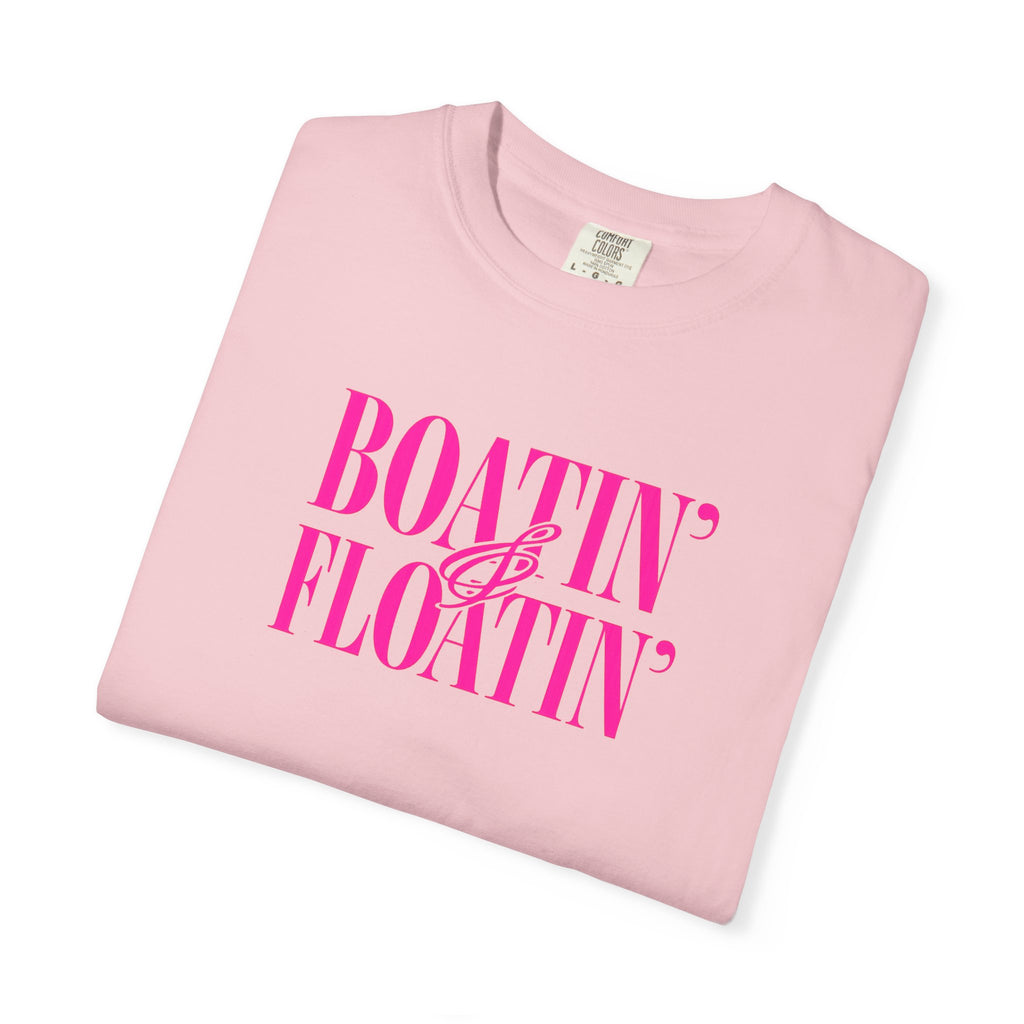 Boatin' & Floatin' T-Shirt — Retro Teal Tee with Pink Text