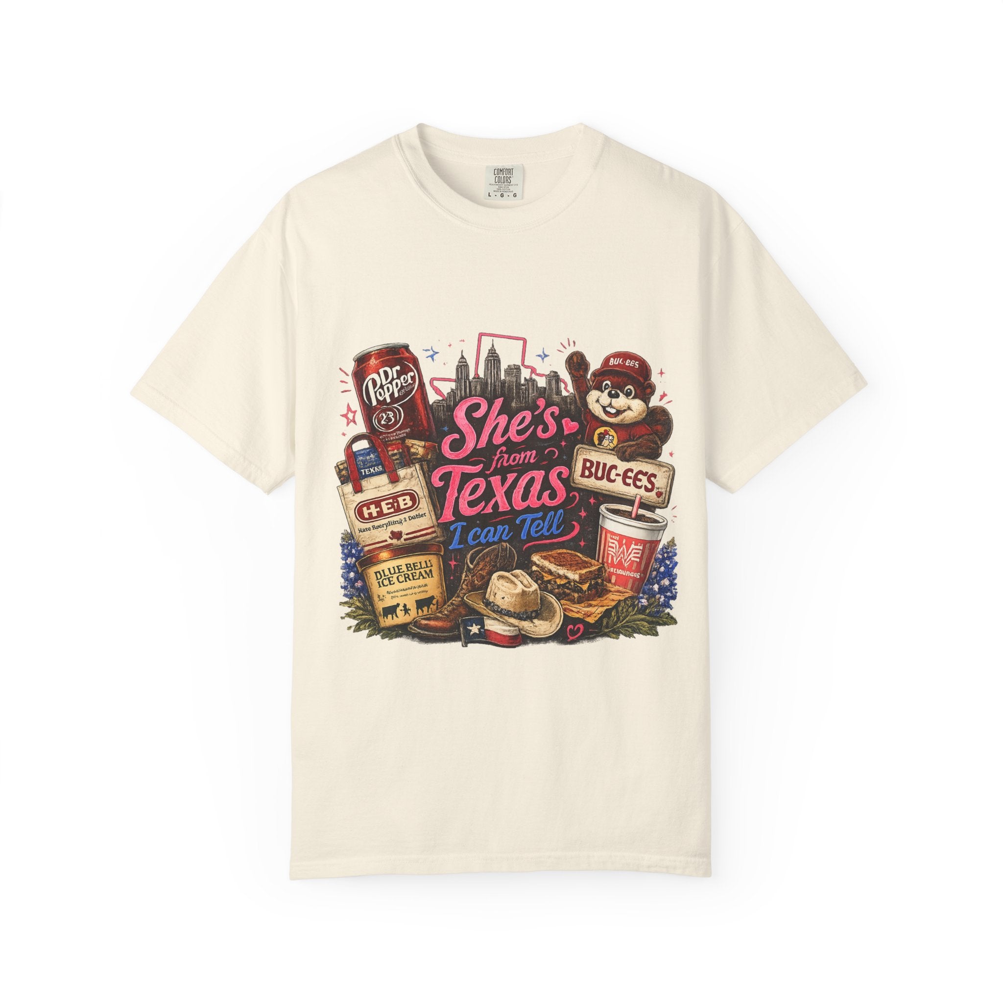 She's From Texas Tee — Retro Texan Icons Graphic T-Shirt