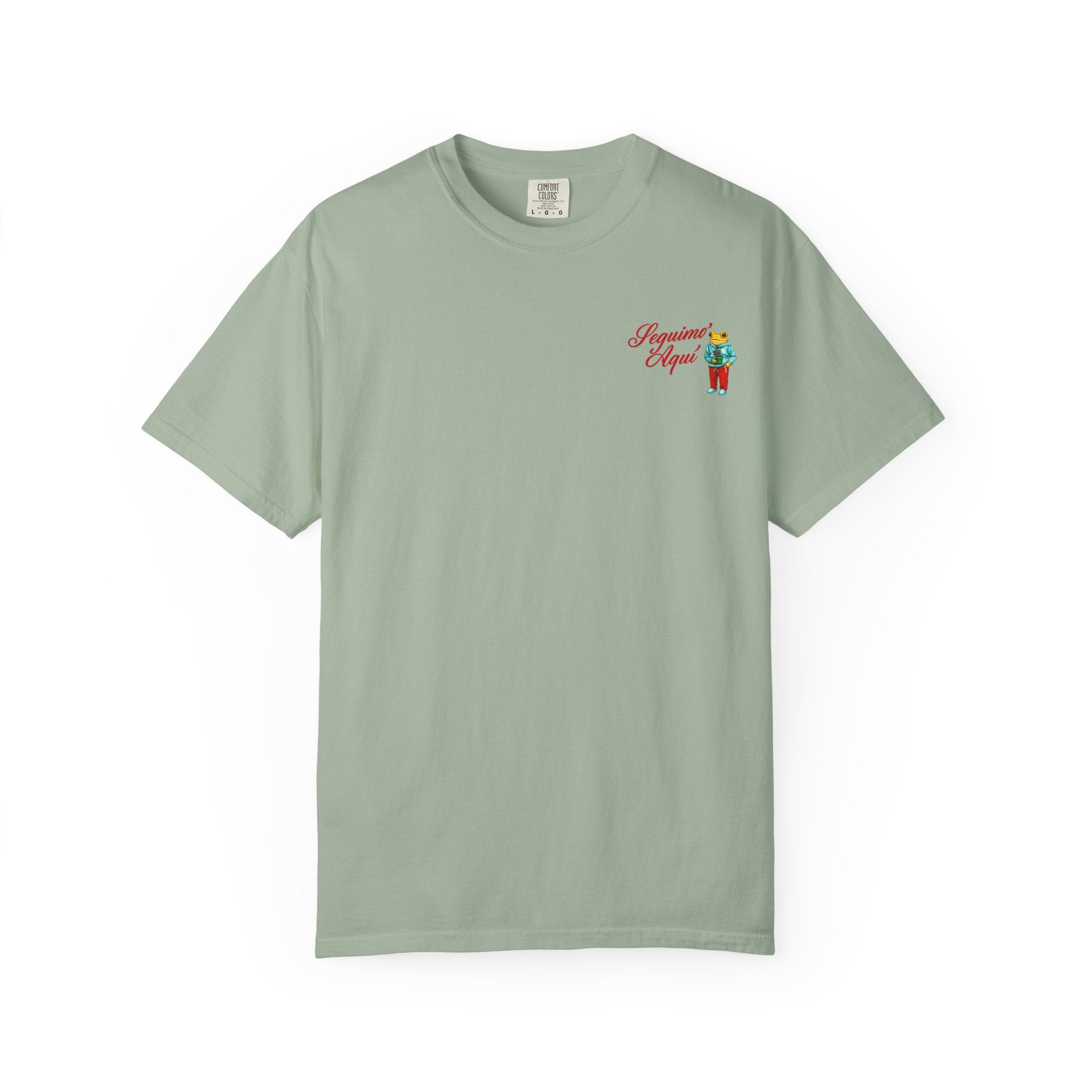 Spanish Quote T-Shirt — “Mientras uno está vivo…” Chest Graphic & Back Typography