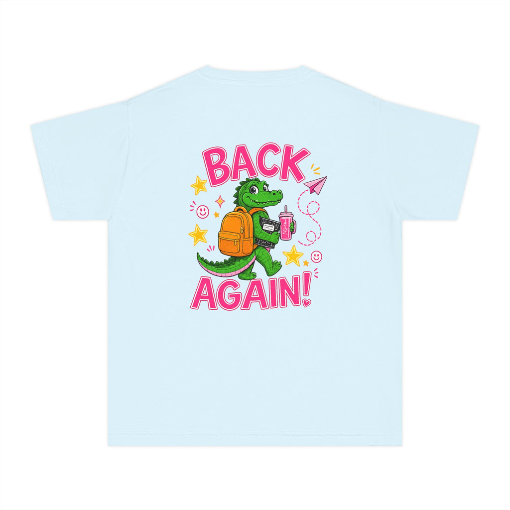 Youth Tee — "Guess Who's Back / Back Again" Cartoon Alligator Back-to-School Shirt